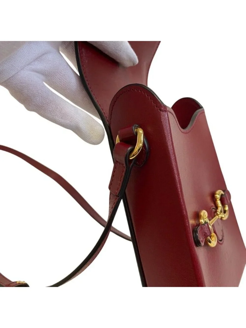 Gucci Horsebit Leather Shoulder Bag Red Crossbody Compact